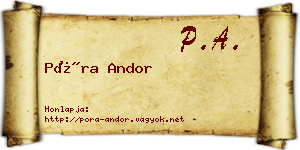 Póra Andor névjegykártya